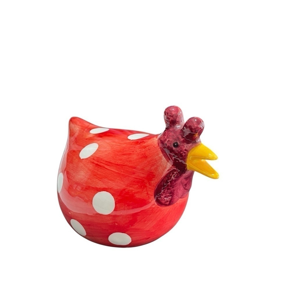 Rooster & Hen Chili Peppers & polka dot Hand Painted ceramic figurine VTG, farm - Picture 11 of 16